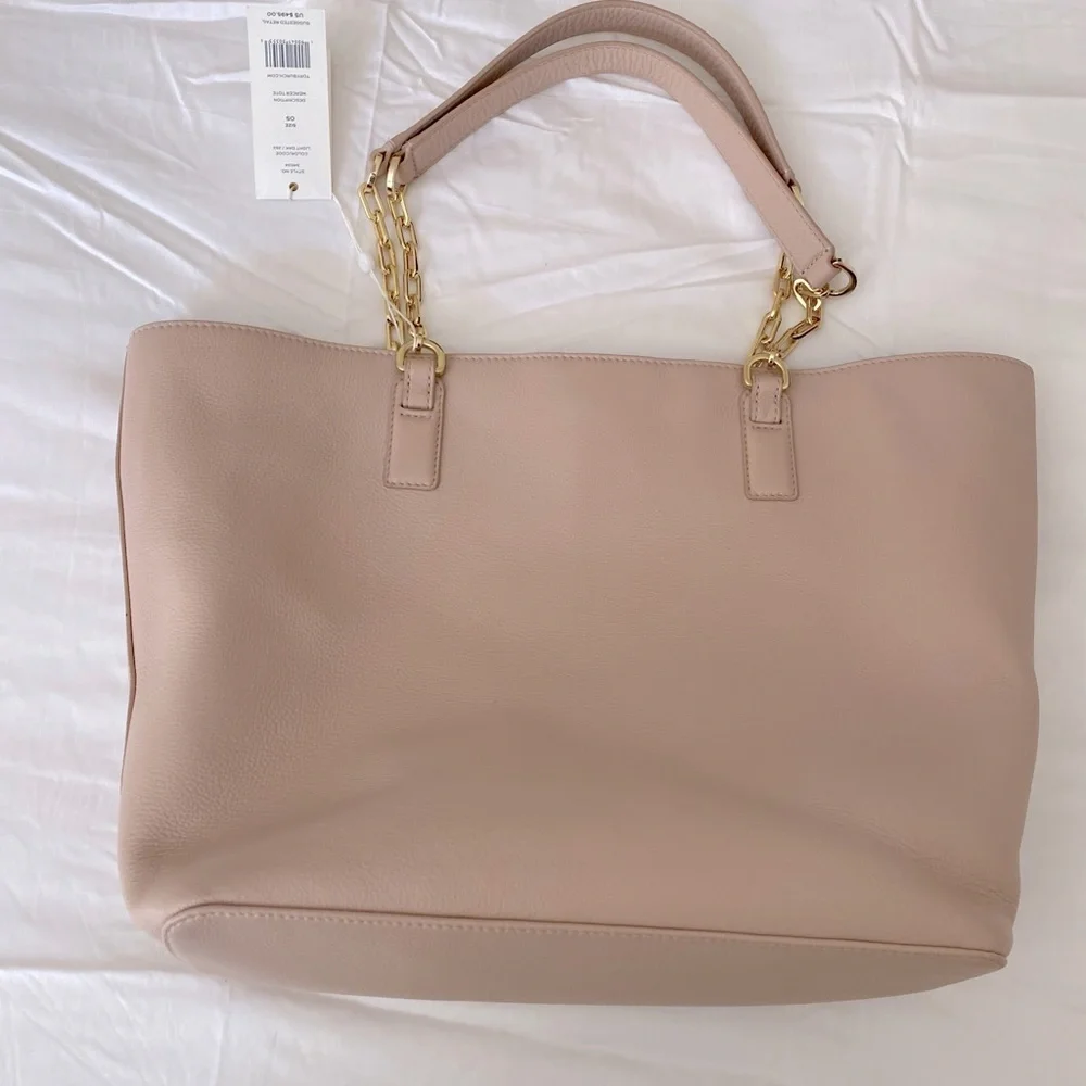 NWT Tory Burch Light Oak Pebbled Leather Mercer Tote 34034